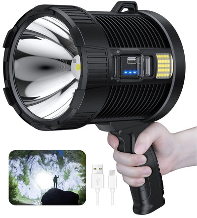 Rechargeable Spotlight 900000 Lumens Led Spot Lights Handheld Large Flashlight Super Bright Outdoor Solar Spotlights Sea