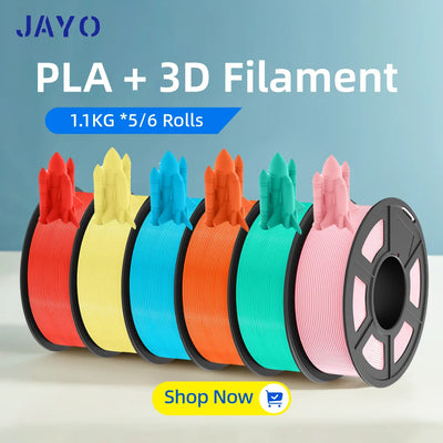 JAYO PLA + Filament 5/6 Rolls 1.75MM PLA Plus 3D Printer Filament 1.1KG/roll For FDM Neatly Wound Coloful 3D Printing Material
