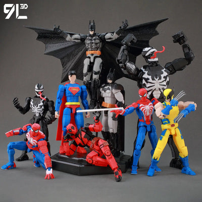9L3D Printed Deadpool Wolverine Batman Spider-Man Venom Action Figures Dummy13 Lucky13 T13  Anime Model Toys Collectors