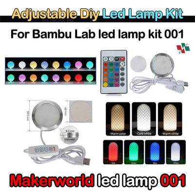 For Bambu Lab Led Lamp Kit Adjustable Light Kit Led Light Parts Hardware DIY Model white /cold/warm light Without Lamp shell 001