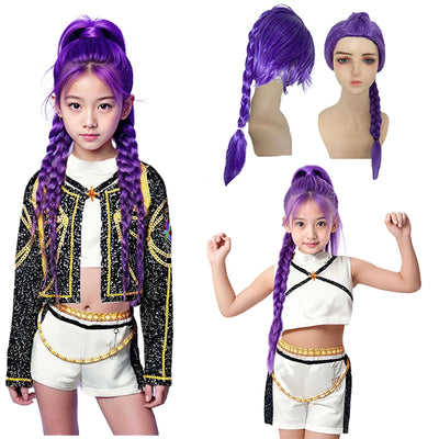 Halloween Costumes Kpop Warrior Costume 3Pcs Rumi Cosplay Clothing Wigs Idol Star Kpop Anime Stage Performance Christmas