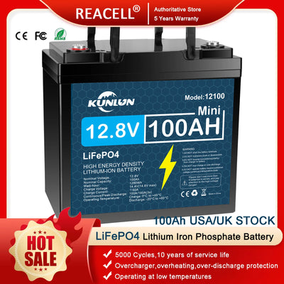 12.8V LiFePO4 Battery 120Ah/100Ah/60Ah/30Ah 12V Lithium Iron Phosphate Batteries Pack 5000 Cycles RV Cart Boat Solar Bat