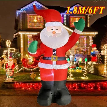 Backpack Santa Claus Christmas Decoration Inflatable Toys With LED Light 1.8M Inf