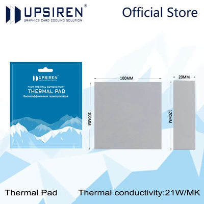 Upsiren 21W GPU CPU Heatsink Cooling Conductive Silicone Pad 100x100/120x20mm High Quality Original Authentic Thermal Pa