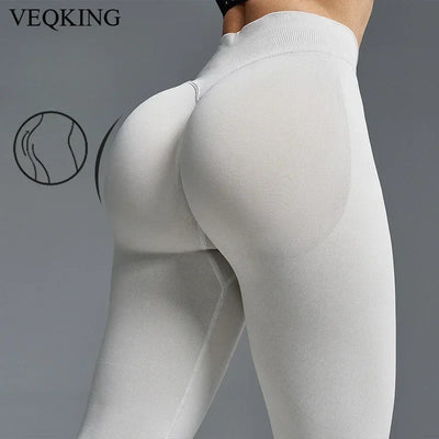 VEQKING Scrunch Butt Women Yoga Pants Seamless Sports Leggings Low Waist Gym Fitness Tights Quick Drying Fall Warm Worko