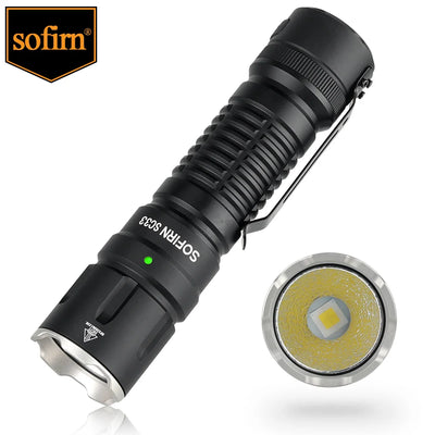 Sofirn SC33 XHP70.3 HI LED Flashlight Tactical 5200lm Powerful 21700 USB C Rechargeable Torch with Tail E-switch Outdoor