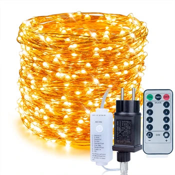30m 50m 100m LED String Fairy Lights Remote Control Waterproof Plug in for Indoor