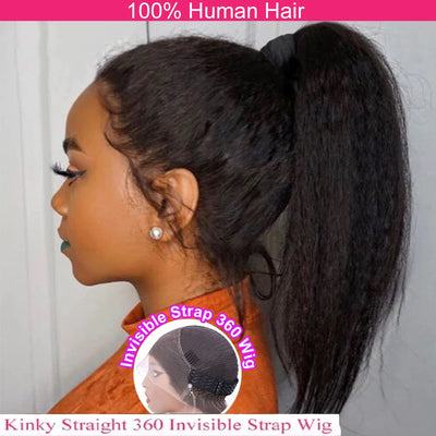Invisible Strap 360 Full Hd Lace Glueless Wig Kinky Straight Human Hair Wig Lace Front Wig Drawstring 360 Frontal Wig 30