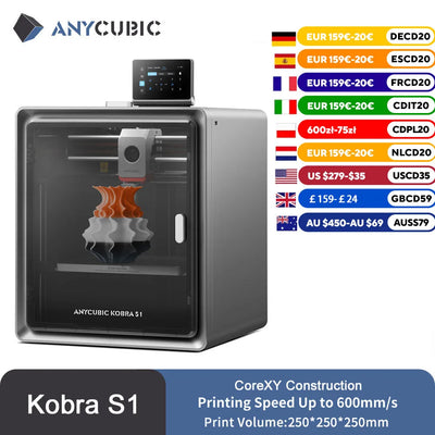 Anycubic Kobra S1 AE Version 3D Printer Core XY Stable Structure Max Speed 600mm/s High Precision Ultra-Quiet 3D Printer