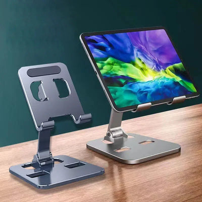 Universal Aluminum Alloy Foldable Desk Phone Holder Mount Stand For iPhone 15 14 Mobile Phone Holder Tablet Desktop Meta
