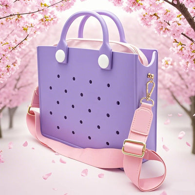 The orange guy Purple Women Fashion New EVA Punched Handbag Casual Waterproof Travel Tote Bag Fit Charms Outdoor Beach B