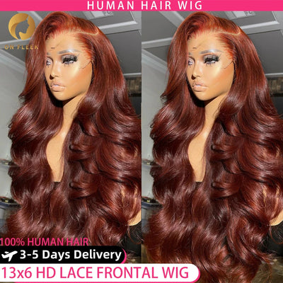 Reddish Brown 13x4 Body Wave Lace Frontal Wigs Human Hair 13x6 Hd Lace Frontal Wigs Human Hair Wigs Pre Plucked 4x4 Clos
