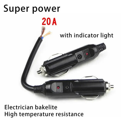 12V To 24V Car Cigarette Lighter Plug Male Head With Indicator Light Vehicle Electrical Cigarette Lighter Plug Charger A