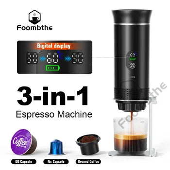 Foombthe Portable Espresso Coffee Machine With Digital Display 3-in-1 Capsule Coffee Maker fo