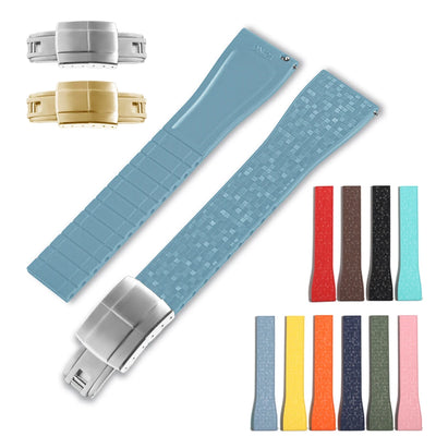 Denique Christmas Gift Mosaic CTS Strap 20mm 22mm Quick Release Spring Clasp Buckle Black Red Green Diver FKM Rubber Watch Bands