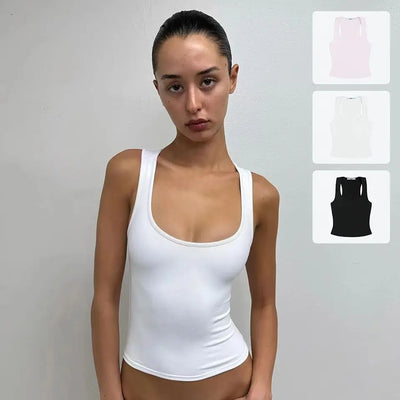 Tank Summer Women's Camisole with Wide Shoulder Straps, Racerback Tank Top, Sexy Top, Casual Sports Everyday Wear