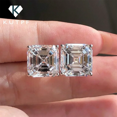 1/2/3CT Asscher Cut Moissanite Stud Earrings with Certificate Square Solitaire Lab Diamond Earring for Women S925 Silver