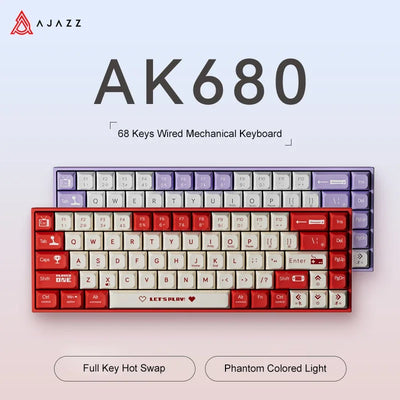 AJAZZ AK680 Mechanical Keyboard ABS Keycap 68 Keys Wired Wireless Bluetooth Gamer Keyboard Hot Swap Custom Gasket for Pc