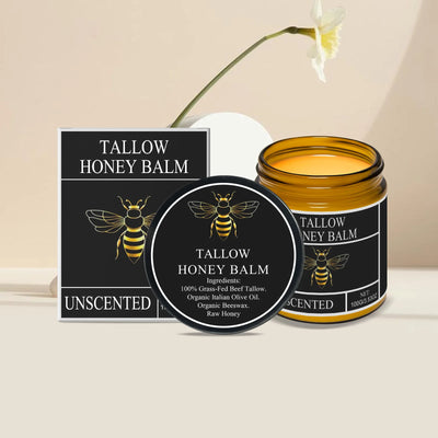 Beef Tallow for Skin Tallow and Honey Balm Organic Grass Fed Whipped Facial Moisturizer Cream Deeply Moisturizing Body L