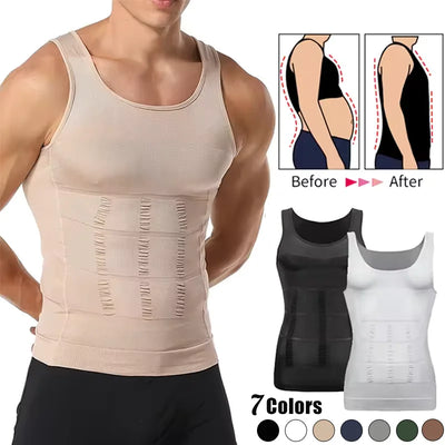 Mens Slimming Body Shaper Vest Shirt Abs Abdomen Slim Gym Workout Tummy Control Compression Tank Top Sleeveless Shapewea