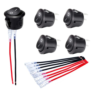 DaierTek 5PCS ON Off Round Rocker Switches SPST 20mm Mini 12 Volt DC Mini Circle Toggle Switch 12V for Car Automotive RV