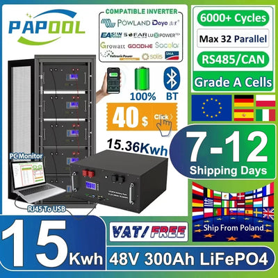 LiFePO4 48V 300Ah 15Kwh Battery 51.2V 100Ah 200Ah 120Ah 150Ah Lithium battery 6000 Cycles 48V Solar Energy Storage Akku