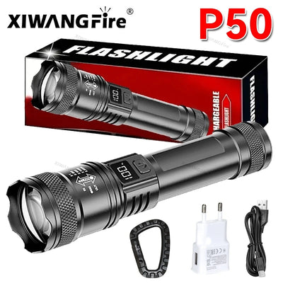 Powerful P50 Led Flashlights 2000LM Ultra Bright Tactical Light Emergency Spotlights Telescopic Zoom Light Builtin 18650 Battery