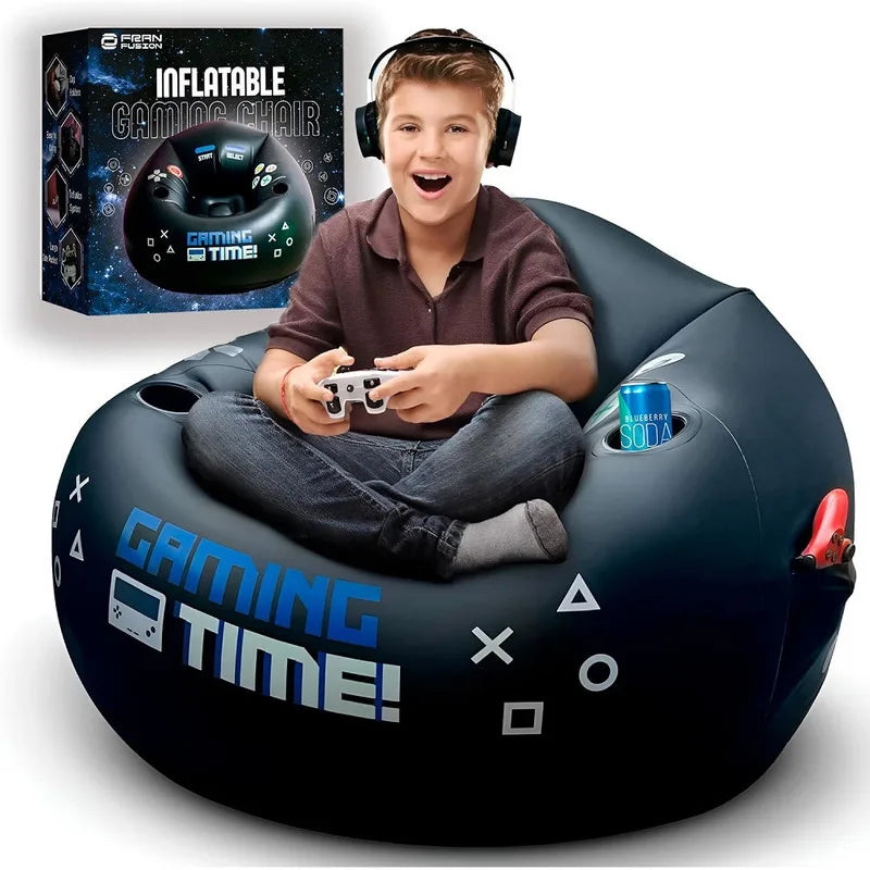 Inflatable Gaming Chair For Kids Teens  With Cup Holder Side Pockets Player Game Furniture Comfortable Portable Inflatable Sofa
