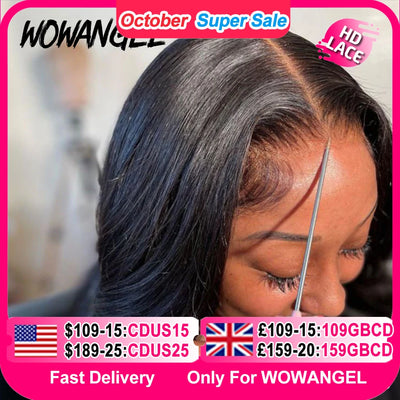 Wowangel 13x6 Full Lace Frontal Wig HD Lace Frontal Wigs Body Wave Human Hair Wigs 250% HD Lace Closure Wigs Melt Skins