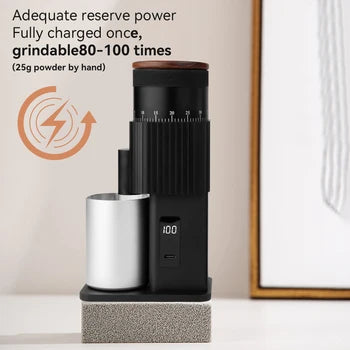 CF WISDOM Portable Electric Coffee Grinder - Stainless Steel Burr, Adjustable Grind