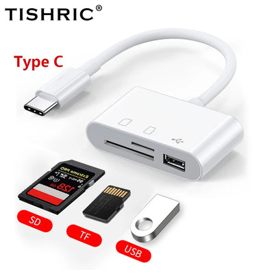 TISHRIC Type C Micro USB Adapter USB TF SD Card Reader USB-C Memory Card Adapter For Macbook Samsung Huawei XiaoMi Lapto