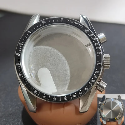 VK63 Case Moon Watch 39.7MM Case Moon Pattern Back Chronograph  Metal Material Fits Speed Master VK64 Case vk64 Watch Cases ﻿