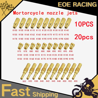 10/20 PCS For NSR KSR PE PWK PWM Keihin OKO KOSO CVK Mortorcycle Carburetor Nozzle Main Jet and Slow/Pilot Jet Set Replacement