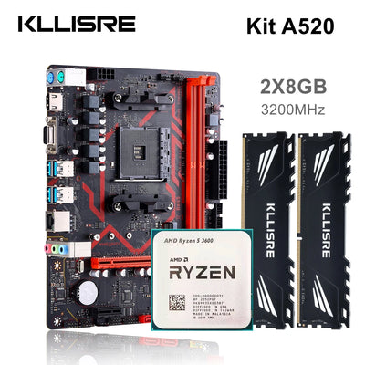 Kllisre A520 Motherboard kit AMD Ryzen R5 3600 cpu DDR4 16GB 3200MHz Desktop memory