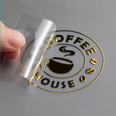 100PCS Custom Transfer 3D Sticker Shiny Gold Silver Transfer Sticker Company Logo Wedding UV Print Personalized Transfer Sticker
