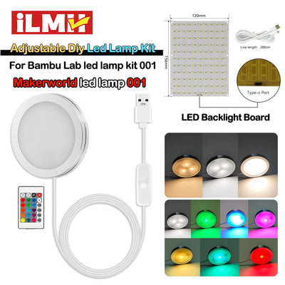 For Bambu Lab Led Lamp Kit Adjustable Light Kit Led Light Parts Hardware DIY Model white /cold/warm light Without Lamp s