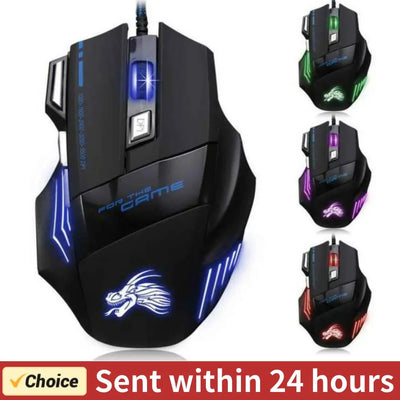 USB Wired Gaming Mouse 7 Button Backlit Ergonomic Mice 5500 DPI Backlight Adjustable Optical Mice for PC Gamer Computer
