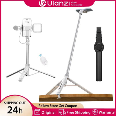 Ulanzi TT88 1.44M Overhead Selfie Stick Phone Tripod with Magnetic Clamp Wireless Remote Extension Tripod for LiveStream