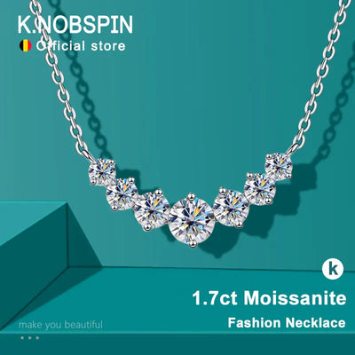 K.NOBSPIN Moissanite Necklace for Woman Wedding Fine Jewely with Certificates 925 Sterling Sliver Plated 18k White Gold