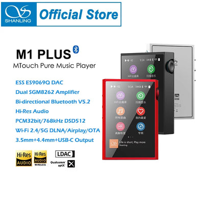 SHANLING M1 PLUS Hi-res HIFI Portable Music MP3 Player ES9069Q DAC Dual SGM8262 DSD512 Bluetooth 5.2 LDAC WiFi DLNA Airp