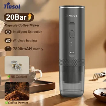 TINSOL 3-in-1 Wireless Portable Espresso Machine - Travel Coffee Maker