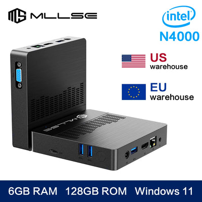 MLLSE M2 Air Mini PC Intel Celeron N4000 CPU Window11 6GB RAM 128GB ROM Dual-Band WiFi VGA Portable Mini Computer BT4.2