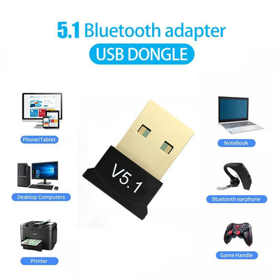 MINI USB Bluetooth 5.1 Dongle Adapter for PC Laptop Mouse Keyboard Tablet Phone Printer Game Speaker Wireless Transmit R