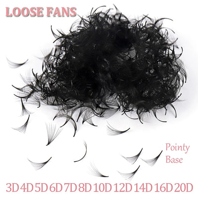 3D-40D Premade Loose Fans Lashes Pointy Base Loose Fans Lashes Medium Narrow Stem Russian Volume Fans Eyelash Extensions Makeup