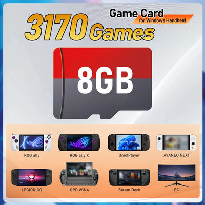 Retrobat Game Card with 3170 Games for ROG Ally/LEGION GO/AYANEO/OneXPlayer/Steam Deck Handheld Game Console/Windows PC