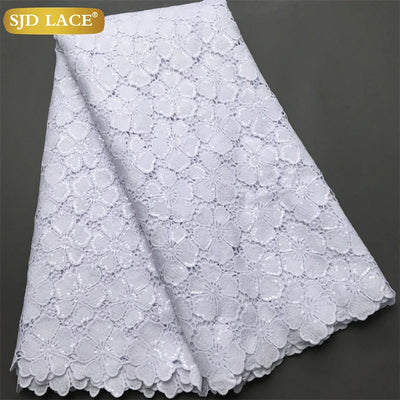 SJD LACE African Sequins Guipure Cord Lace Fabrics 5 Yards 2025 New Nigerian Water Soluble Lace  For Women Wedding Dress