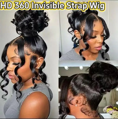 Hidden Strap Drawstring Wig 360 Lace Front Wigs Human Hair 250 Density Body Wave Frontal 360 Full Lace Human Hair Wigs f