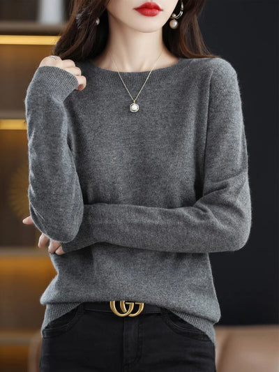 Fashion 100% Merino Wool Women's Sweater O-Neck Long Sleeve Pullover Spring Autumn Winter Basic Jumper Clothing Knitwear