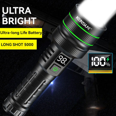 Most Powerful Long Shot LED Flashlight Zoomable Camping Torch Built-in 26650 Battery High Power Tactical Lantern for Outdoors