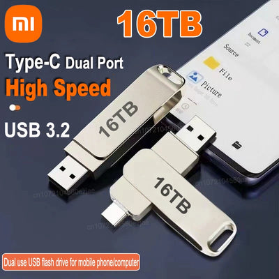 Xiaomi 16TB USB 3.2 Flash Drives High Speed Transfer Metal Pendrive Memory Card Pendrive Flash Disk Memoria Waterproof Stick NEW
